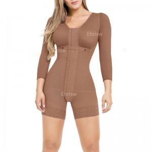 Langærmet bodysuit Fast kontrol med høj ryg Shapewear til kvinder Åndbar bodysuit Compression Fajas
