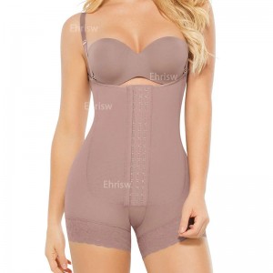 Åben buste Mavekontrol Shapewear Til Kvinder Postpartum Body Shaper Post Fedtsugning Bodysuit Krog og øje Vægttab Høj talje Flad mave Fajas