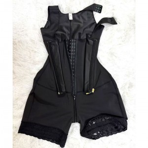 Ehrisw women Colombian Faja Full Body Shapewear High Compression Zipper Hook Closure Adjustable Strap Lace Hem Postpartum Post‑Surgery Bodysuit